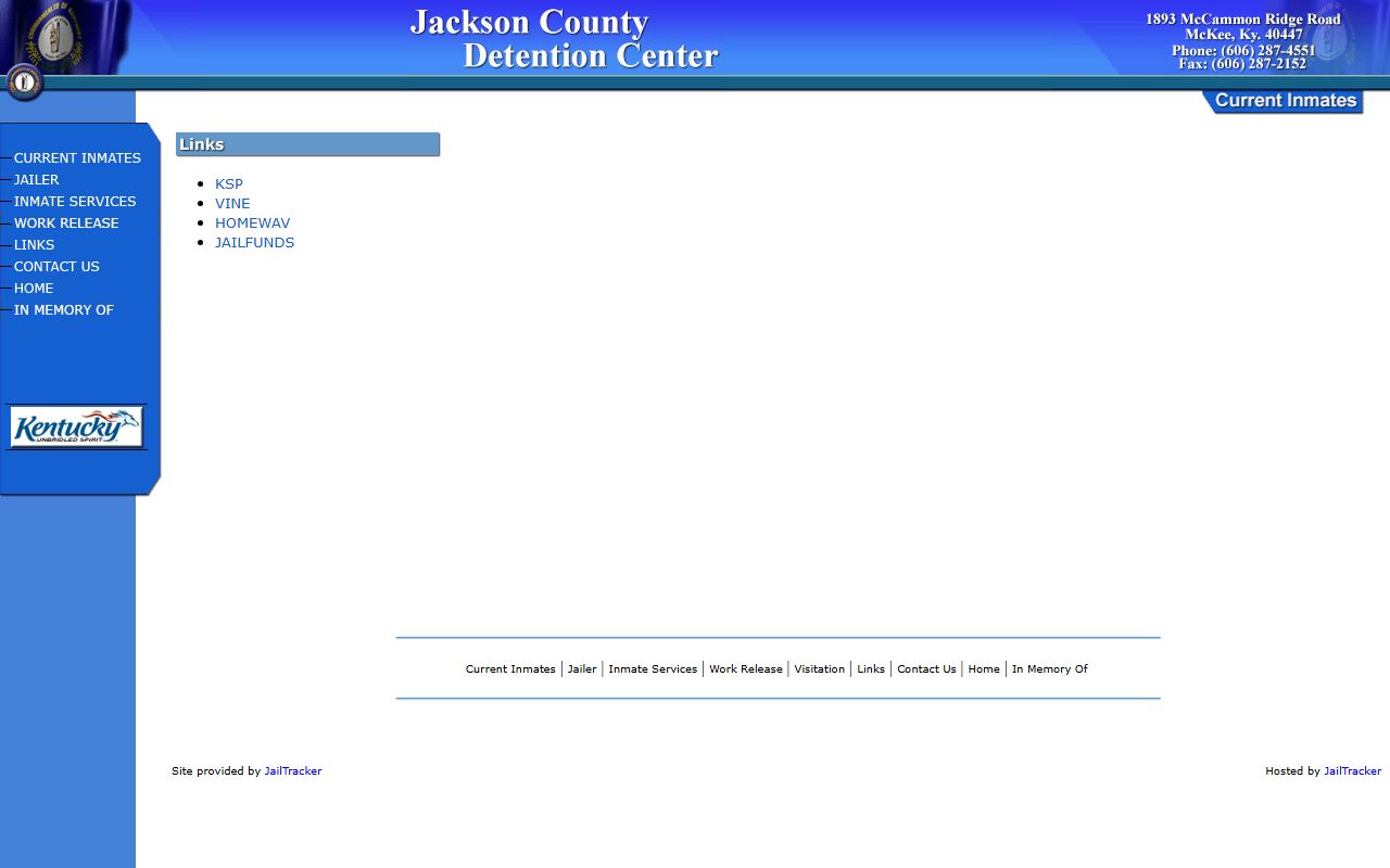 Jackson County Detention Center links for VINE HomeWAV and JailFunds