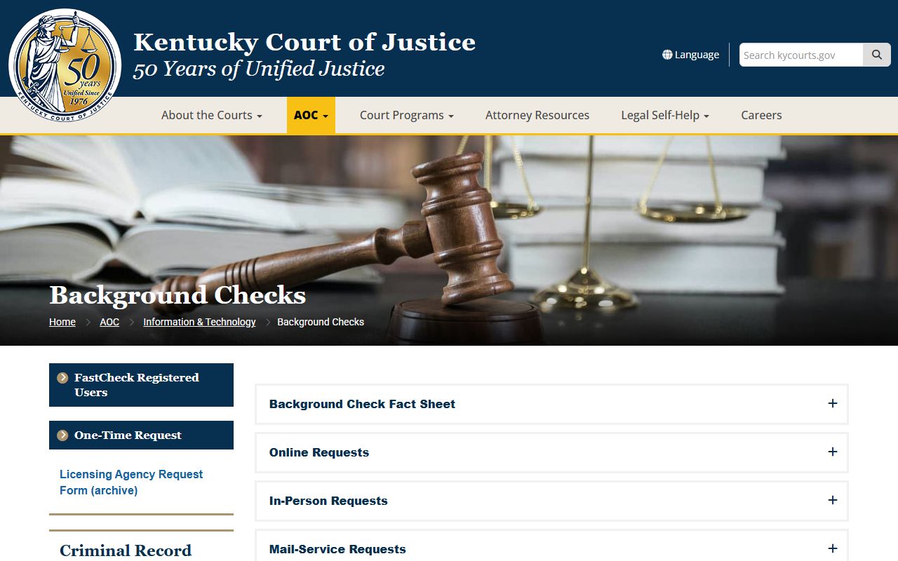 Kentucky AOC background checks for Jackson County court records after arrest